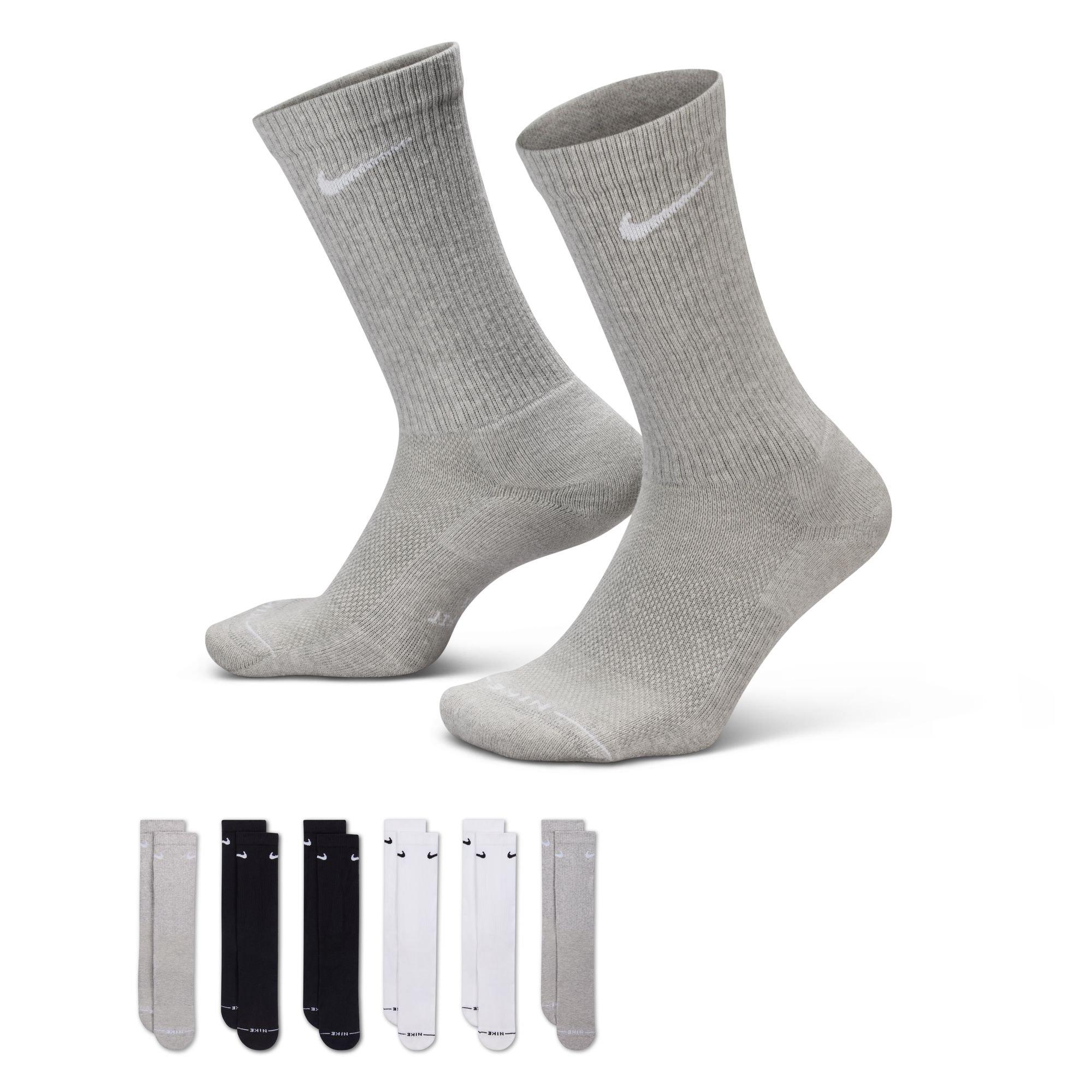 Nike Everyday Elevated Crew Socks (6 Pairs)-Black/White/Grey - BLACK/WHITE/GREY